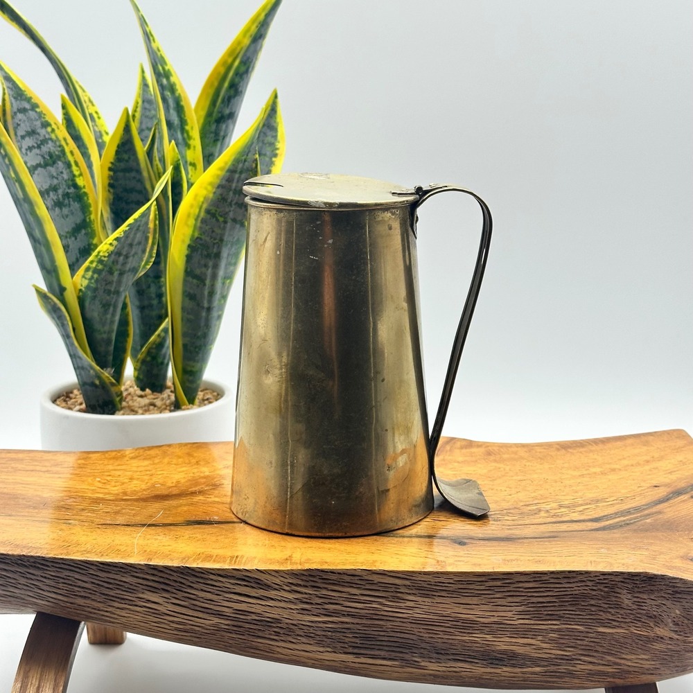 Vtg Cape Cod Shop Brass Lidded Fire‎ Starter Tankard Smudge Pot Primitive